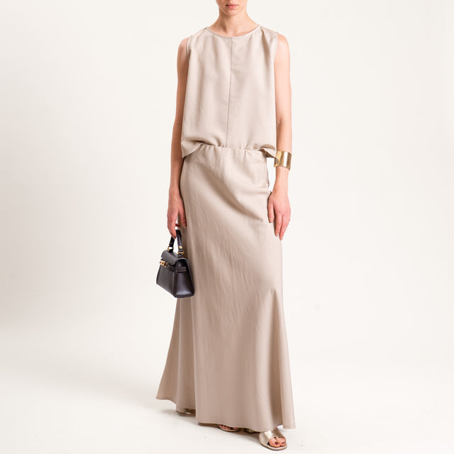 Tensione in-Completo top e gonna misto lino - beige