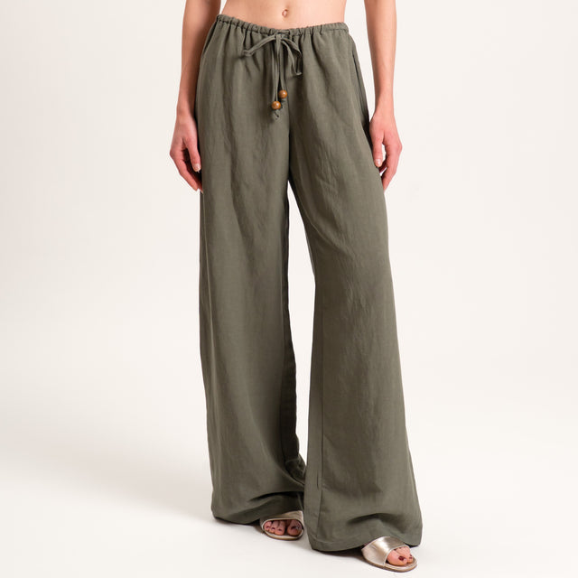 Tensione in-Completo top e pantalone misto lino - militare