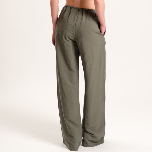 Tensione in-Completo top e pantalone misto lino - militare