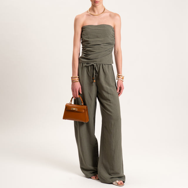 Tensione in-Completo top e pantalone misto lino - militare