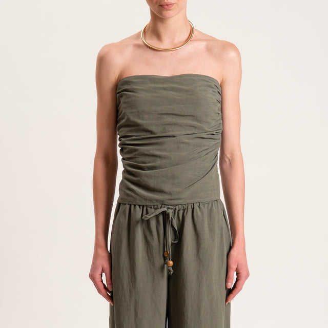 Tensione in-Completo top e pantalone misto lino - militare