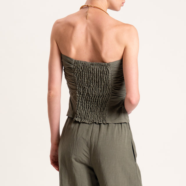 Tensione in-Completo top e pantalone misto lino - militare