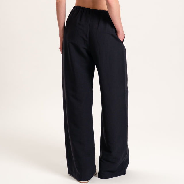 Tensione in-Completo top e pantalone misto lino - nero