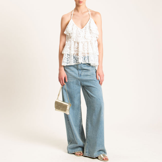 Tensione in-Top in pizzo con balze - bianco