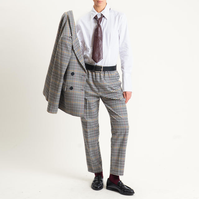 Tensione in-Pantalone quadri con pinces - grigio/nero/senape