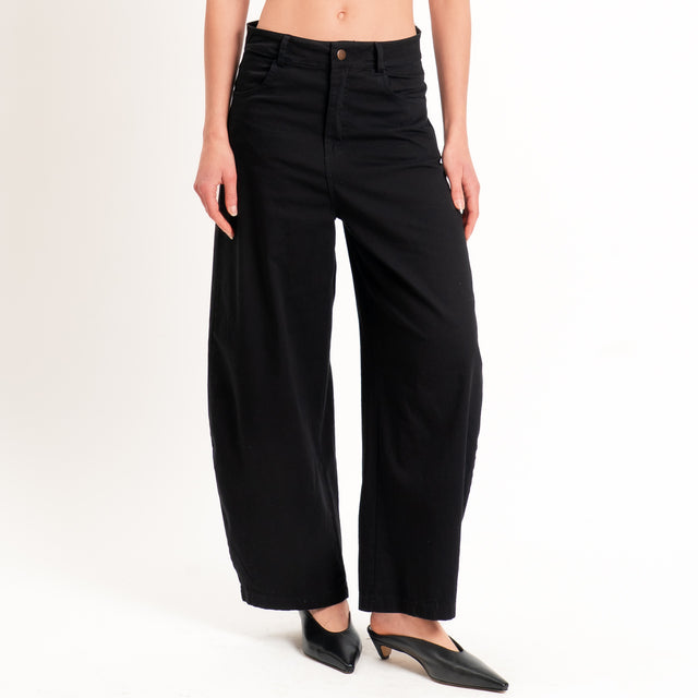 Tensione in-Pantalone balloon cotone elasticizzato - nero