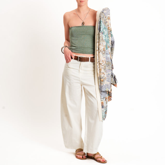 Tensione in-Pantalone balloon cotone elasticizzato - panna