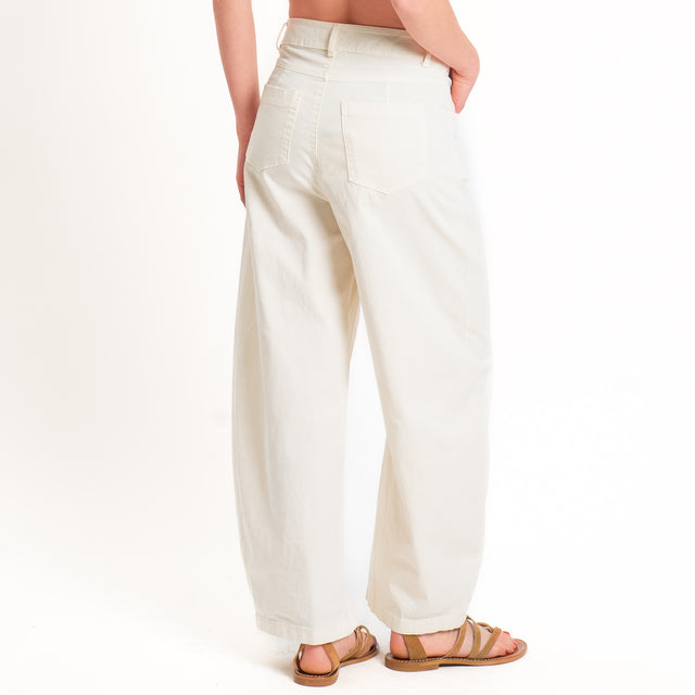 Tensione in-Pantalone balloon cotone elasticizzato - panna