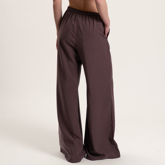 Tensione in-Completo misto lino top e pantalone - moro