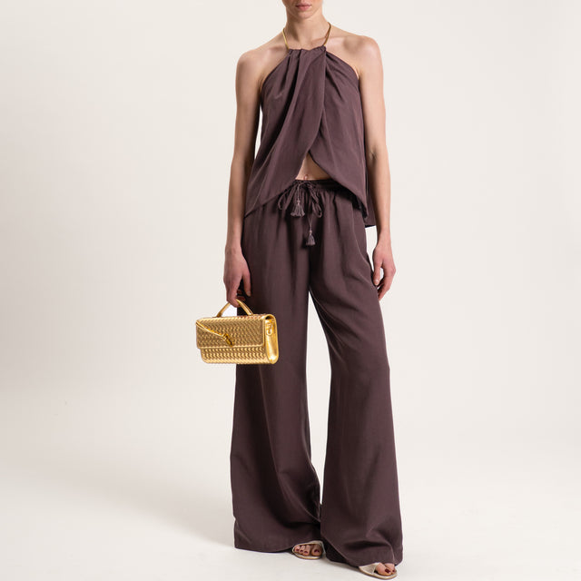 Tensione in-Completo misto lino top e pantalone - moro