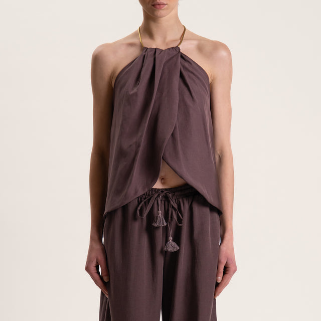 Tensione in-Completo misto lino top e pantalone - moro