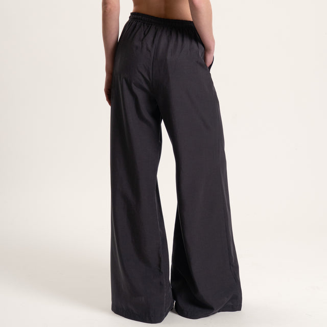 Tensione in-Completo misto lino top e pantalone - nero