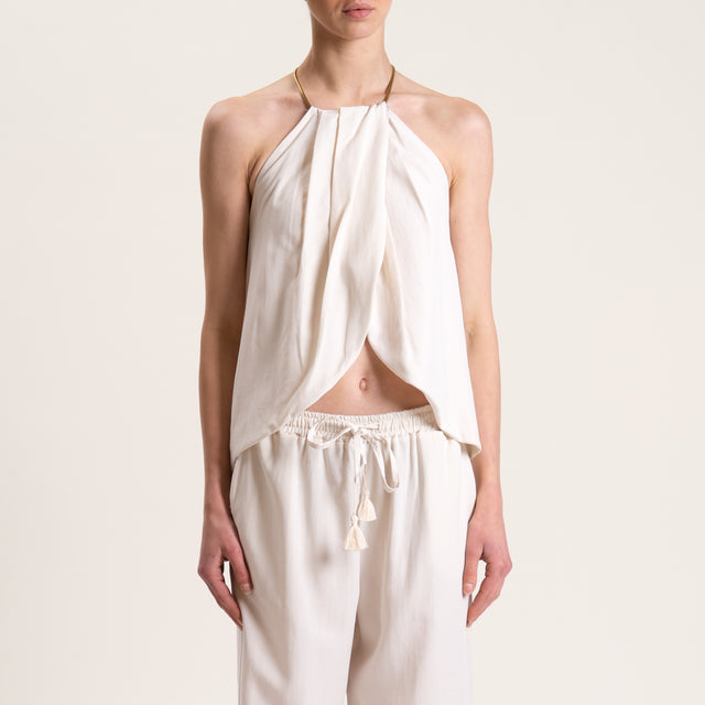 Tensione in-Completo misto lino top e pantalone - panna