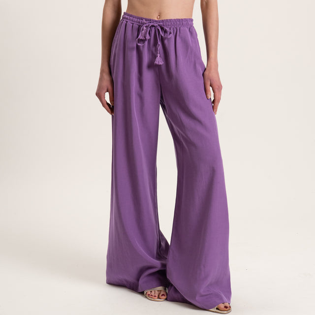 Tensione in-Completo misto lino top e pantalone - viola