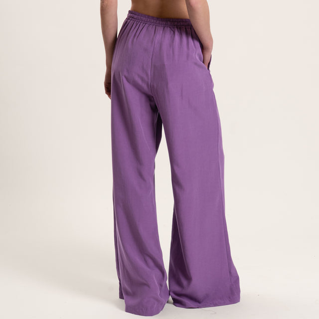 Tensione in-Completo misto lino top e pantalone - viola