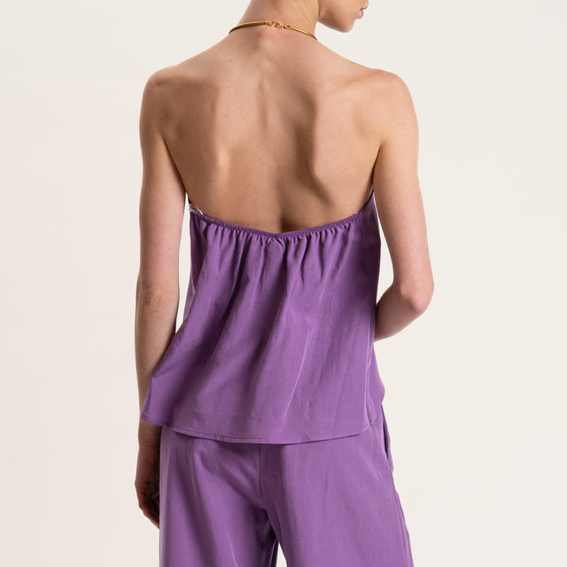 Tensione in-Completo misto lino top e pantalone - viola