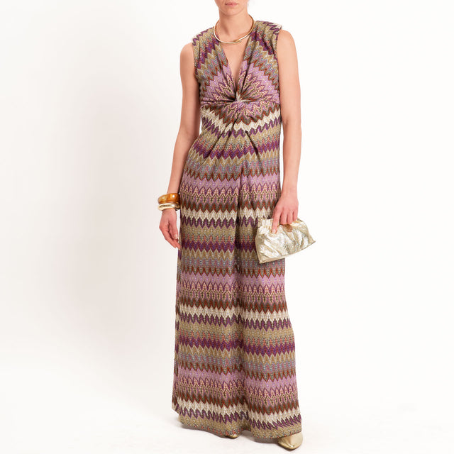 Tensione in-Abito smanicato fantasia jacquard - viola/sand/lilla