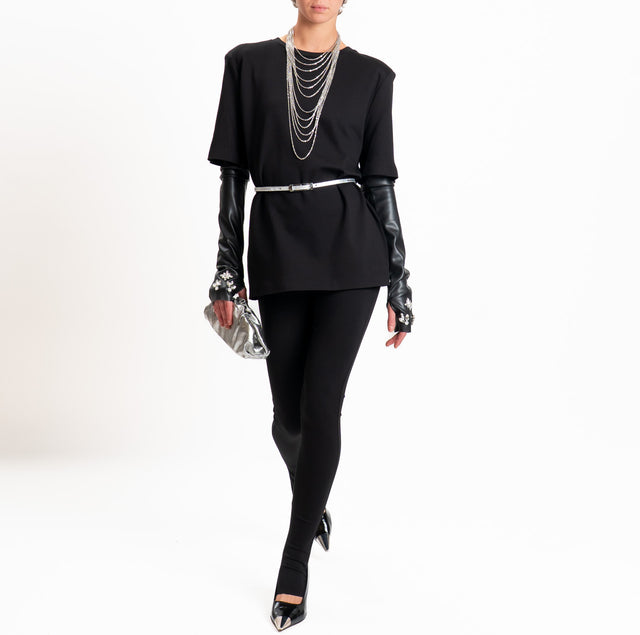 Tensione in-Blusa punto milano con manicotti - nero/nero