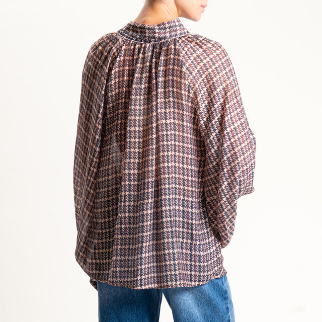 Tensione in- Camicia pied de poule con fiocco in lyocell - cipria/moro