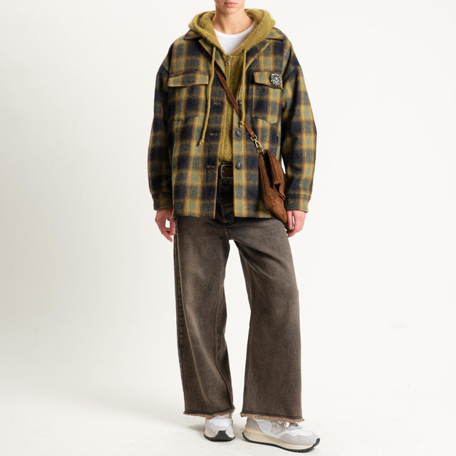 Tensione in-Giacca camicia check in flanella - olio/militare/moro