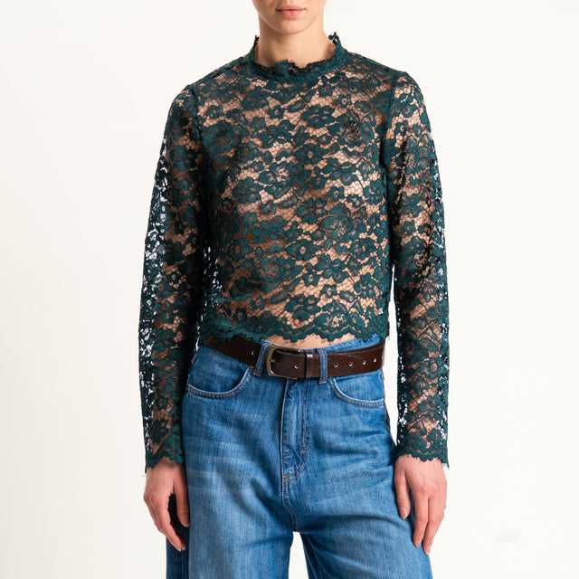 Tensione in-Blusa in pizzo - VERDE