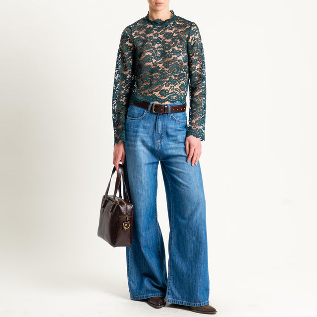 Tensione in-Blusa in pizzo - VERDE