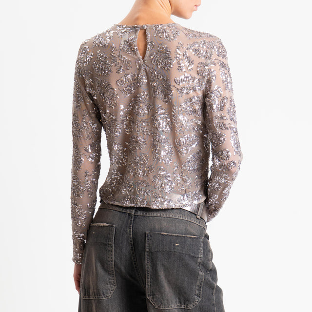 Tensione in-Blusa tulle con paillettes - grigio