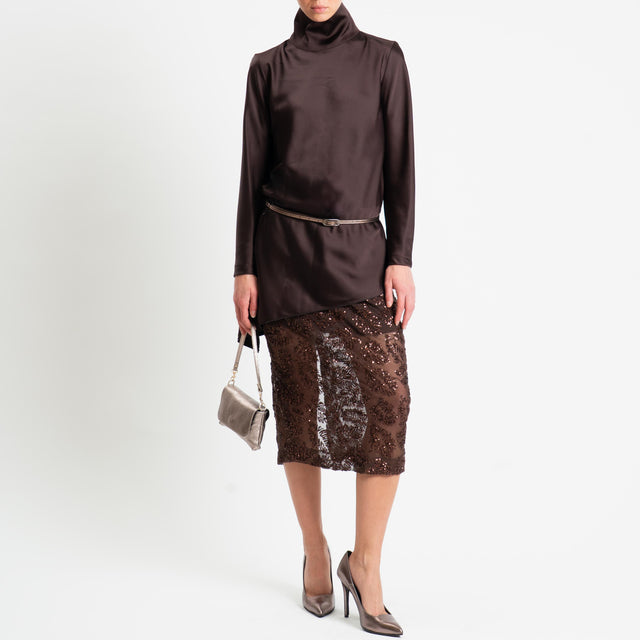 Tensione in-Gonna tulle con paillettes - moro