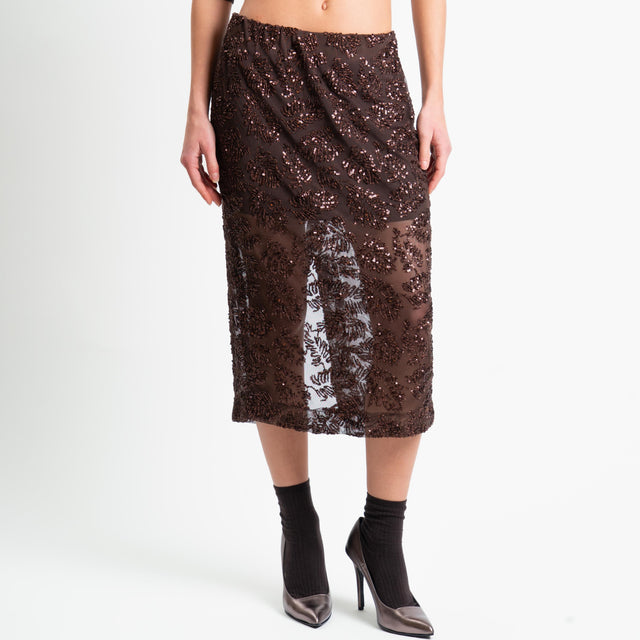 Tensione in-Gonna tulle con paillettes - moro