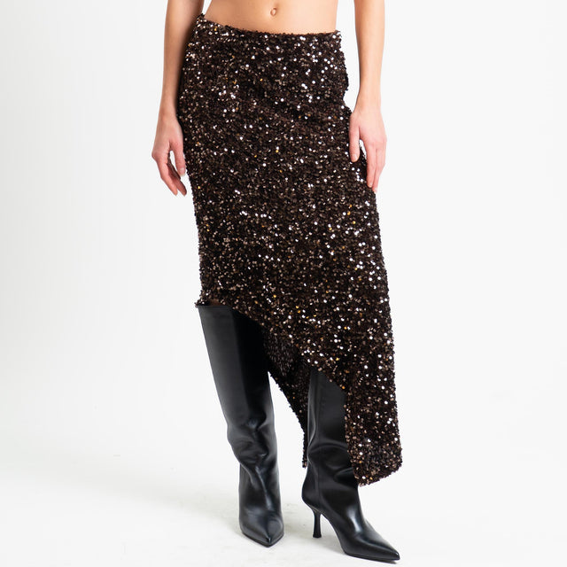 Tensione in-Gonna asimmetrica con paillettes - moro