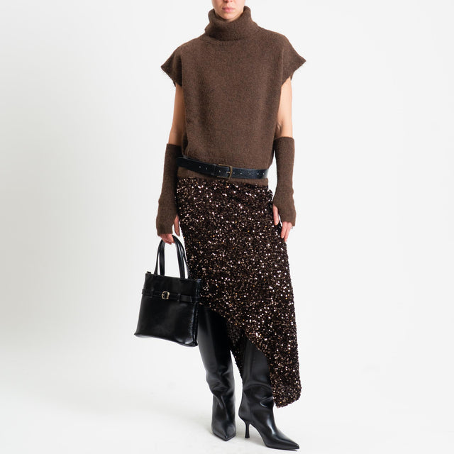 Tensione in-Gonna asimmetrica con paillettes - moro