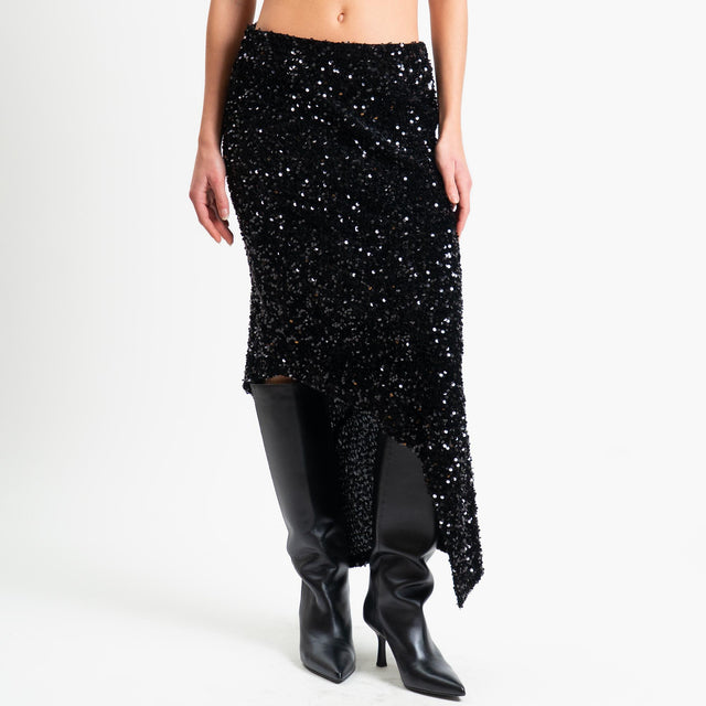 Tensione in-Gonna asimmetrica con paillettes - nero
