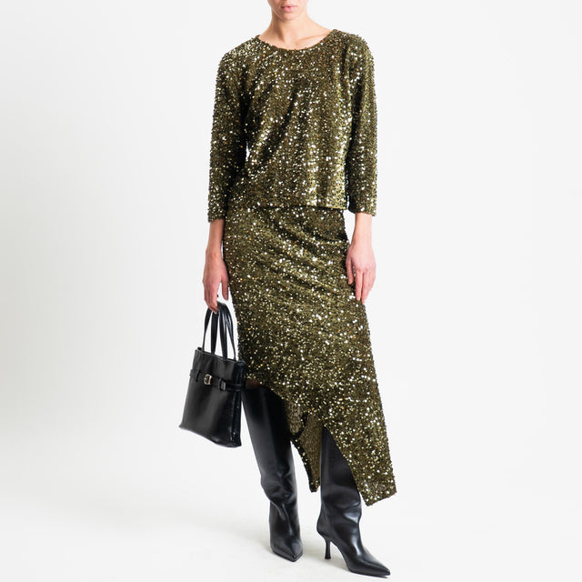 Tensione in-Gonna asimmetrica con paillettes - militare