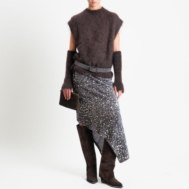 Tensione in-Gonna asimmetrica con paillettes - grigio