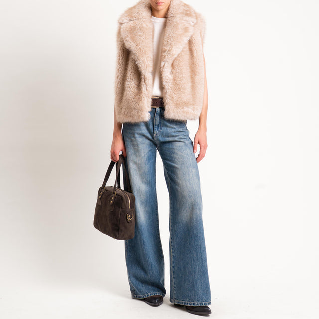 Tensione in-Gilet ecopelliccia un bottone - beige