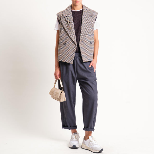 Tensione in-Gilet pied de poule misto lana - beige/moro/nero