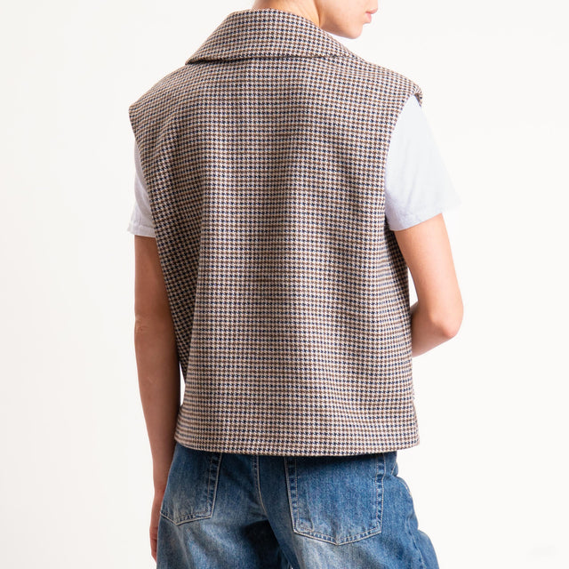 Tensione in-Gilet pied de poule misto lana - beige/moro/nero