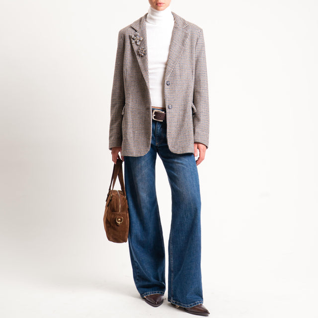 Tensione in-Giacca pied de poule misto lana - beige/moro/nero