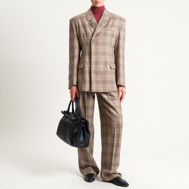 Tensione in-Giacca check con spilla - beige/nero/vino