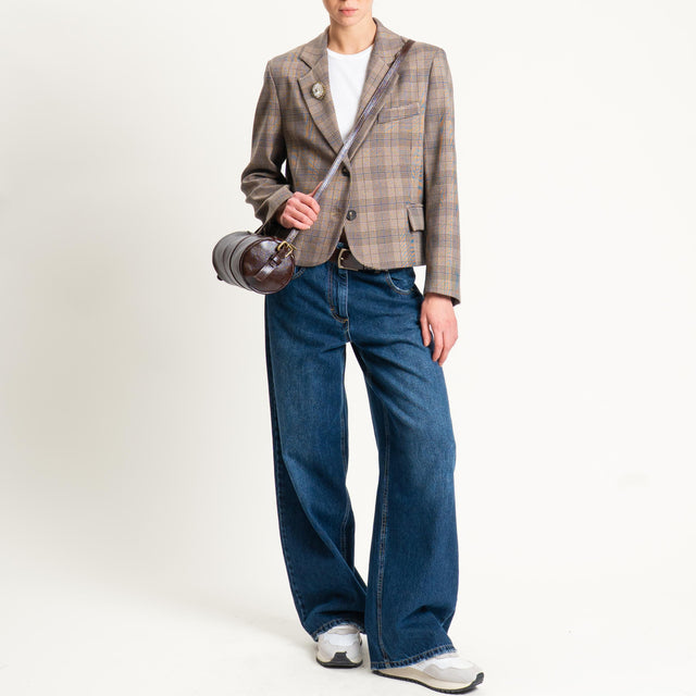 Zeroassoluto-Borsa cilindro a tracolla genuine leather high quality VINTAGE LOOK - moro