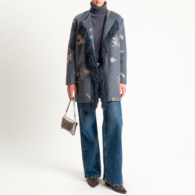 Tensione in-Cappotto misto lana ricami paillettes - grigio