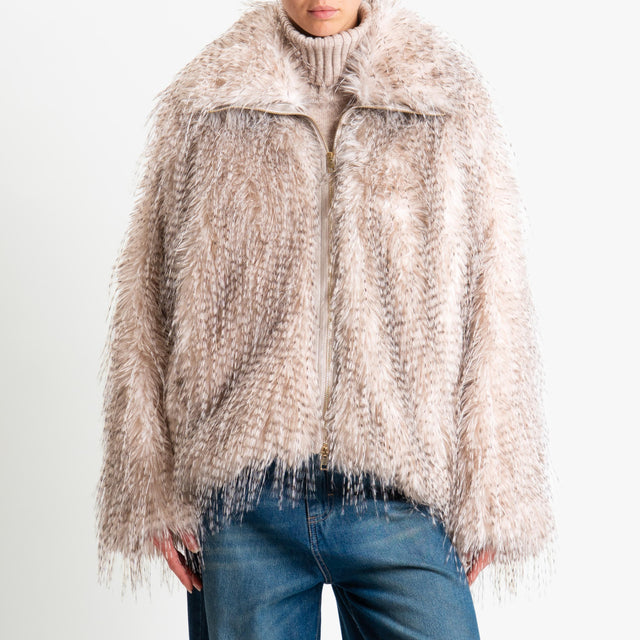 Tensione in-Ecopelliccia - panna/nero