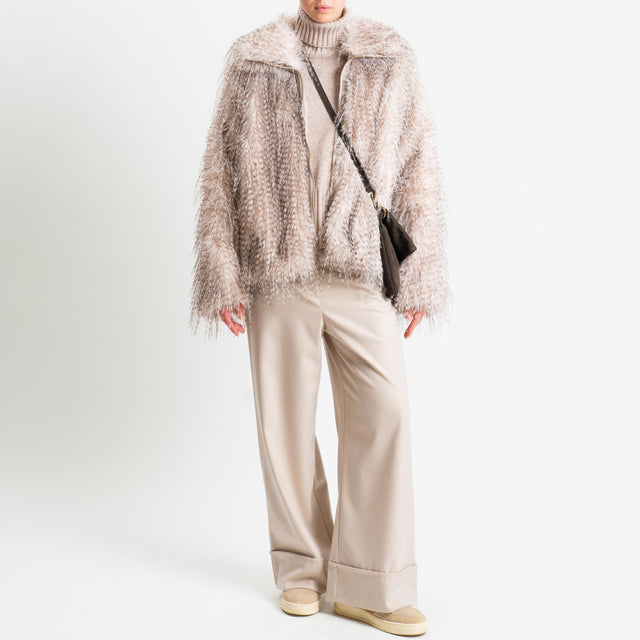 Tensione in-Ecopelliccia - panna/nero