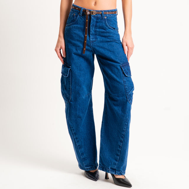 Tensione in-Jeans barrel cargo - denim blu