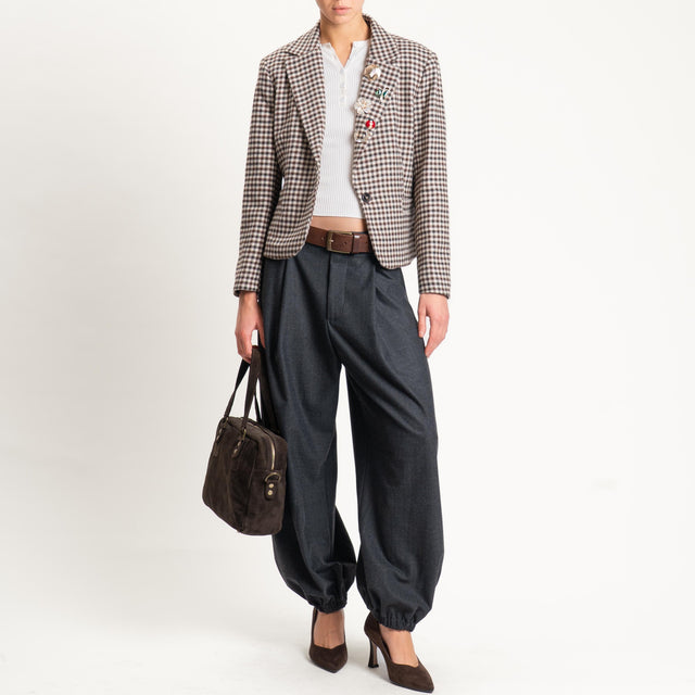 Tensione in- Pantalone baloon gessato con pinces - grigio