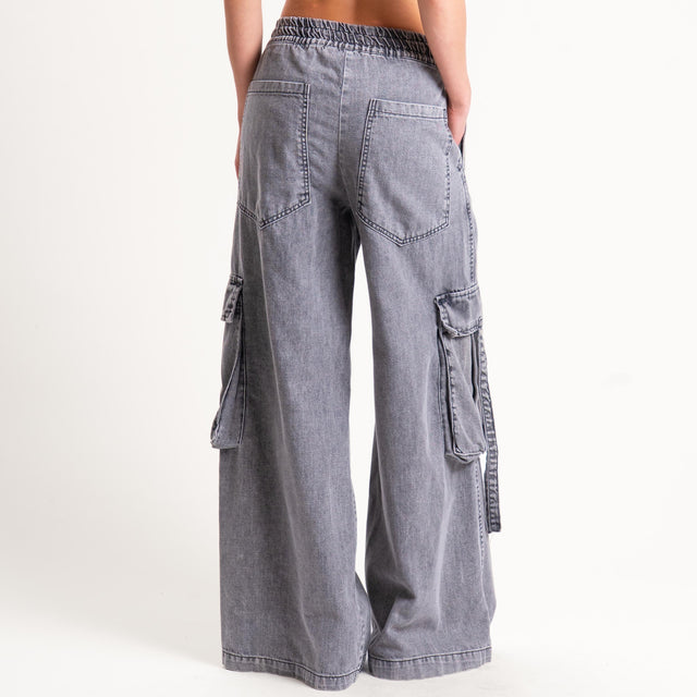 Tensione in-Jeans cargo con coulisse - grigio cenere