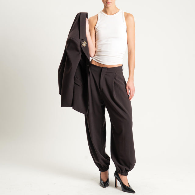 Tensione in- Pantalone baloon con pinces - moro
