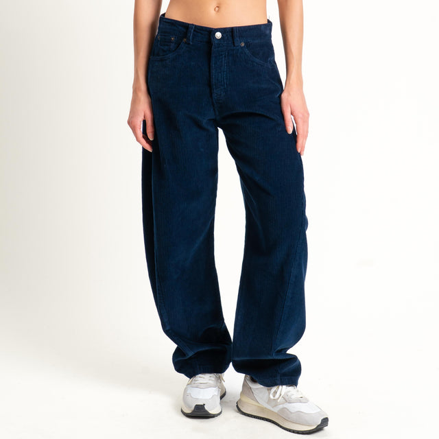 Tensione in-Pantalone barrel in velluto 500 righe - blu