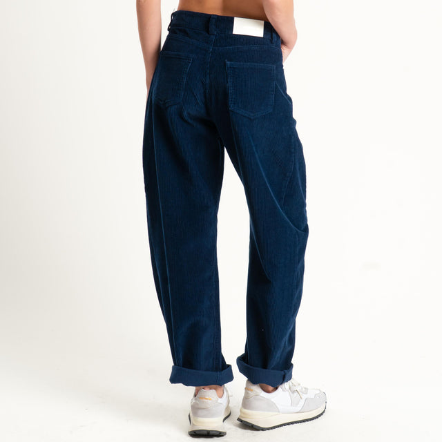 Tensione in-Pantalone barrel in velluto 500 righe - blu
