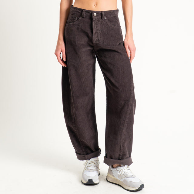 Tensione in-Pantalone barrel in velluto 500 righe - moro